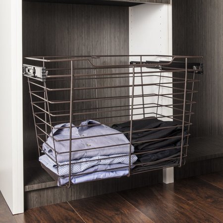 Hardware Resources Chrome Closet Pullout Basket with Slides 14"Dx17"Wx17"H POB1-141717CH